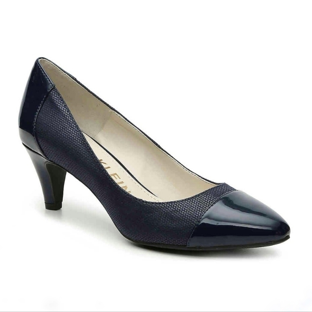 Anne Klein iFlex Rheina Pumps – Navy Patent Cap Toe Heels Size 8.5 - New in Box
